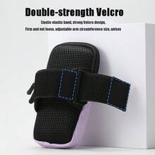 1pc Waterproof Sports Arm Bag, Solid Color Polyester Material, Zipper Closure, Universal Design, Suitable For Running, Hiking, Fitness, Adjustable Wrist Phone Pouch - Multicolor - View 3