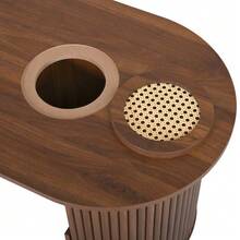 Modern Coffee Table In Retro Style, Walnut Coffee Table With Vertical Texture, Dimensions: 105 Cm (Length) X 50 Cm (Width) X 46.5 Cm (Height). - Rust Brown - View 9