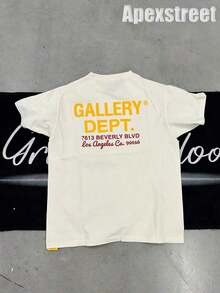 Gallery "Cream Orange" Shirt, Cotton Printed T-Shirt,Men's Graphic Stylish Design T-Shirt,Vintage Casual Hip-Hop Style For Outdoor Leisure Activities - 杏 1 - 查看 2