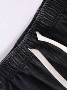Men's Black Washed Shorts / Unisex Style, Vonn Dutch Speed Shop Logo Print Ideal Gift For 2026 New Year, Valentine's Day, Romantic Outfits, St. Patrick's Day, Black History Month, Back-To-School Season And Easter For Men Streetwear Casual Summer Outfit - màu đen - Xem 5