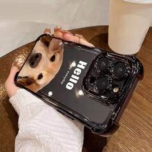 1pc Personalized Pet Image Electroplated Shockproof Black High-Definition DIY Design Silicone Lens Protective Phone Case, Compatible With IPhone 17 Pro Max/16 Pro/15 Pro Max/14 Pro Max/13 Pro Max, Smart 5/7, A95/A18/A58/A74/A76/A95, Moto G84/G54/G52, Galaxy A24/S24U/S23U/S22U/A14/A15/A54/A55, Funny Customization, Daily Use Or Gift For Boyfriend (Girlfriend) - Black - View 4