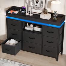 Caluself Chest Of Drawers With 8 Drawers, Side Table For The Living Room, Chest Of Drawers That Can Be Used As A Dressing Table Or Storage Furniture, Chest Of Drawers With 8 Fabric-Covered Drawers - màu đen - Xem 4