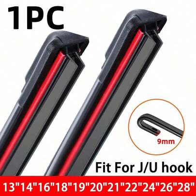 1pc Universal Frameless Dual Rubber Wiper Blade 13"14"16"18"19"20"21"22"24"26"28" Car Windshield Wiper Blade Replacement