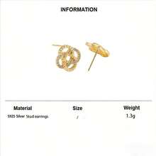 1 Đôi bông tai bạc S925 thiết kế hình trái tim rỗng, đính đá Cubic Zirconia, món quà trang sức sang trọng dành cho phái nữ. - Vàng - Xem 6