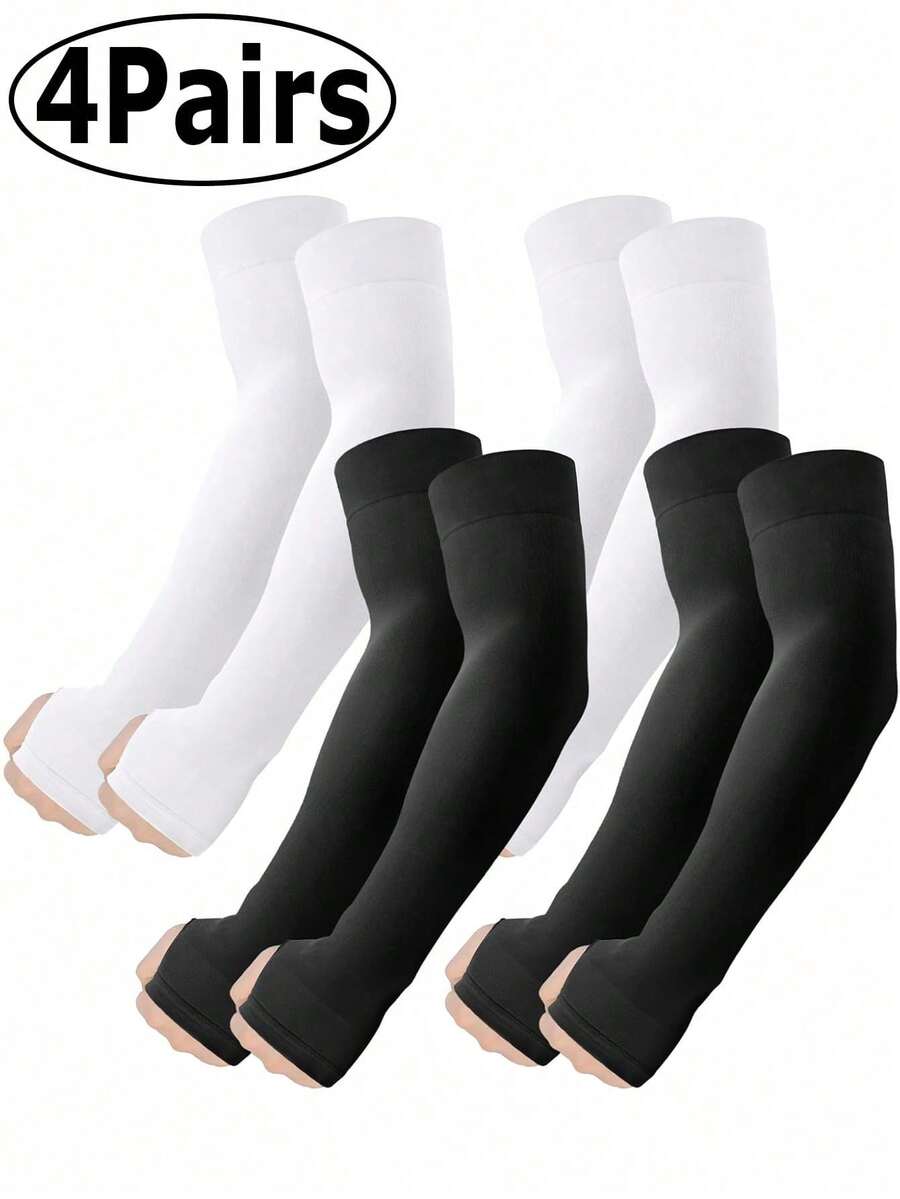4 đôi/1 đôi ống tay chống nắng thoáng mát Beister, ống tay chống nắng mùa hè ngoài trời unisex có lỗ xỏ ngón cái - A - Xem 1