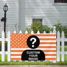 Customized 1-Sided Personalized Orange American Flag, Can Customize Photo, Logo, Flag, Outdoor All-Weather Memorial Cannon Sports Flag Grommet Ring, Yard Decor, Home Decor, Suitable For All Seasons, Personalized Gift For Family, Flag Pole Not Included - Multicolor - View 5