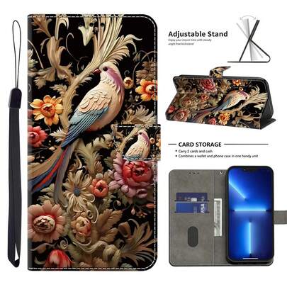 GLANDOTU PU Leather Wallet Phone Case With Adorable Butterfly Design And Vintage Floral Pattern Flip Cover With Card Slots And Magnetic Closure Compatible With Multiple Brands And Models