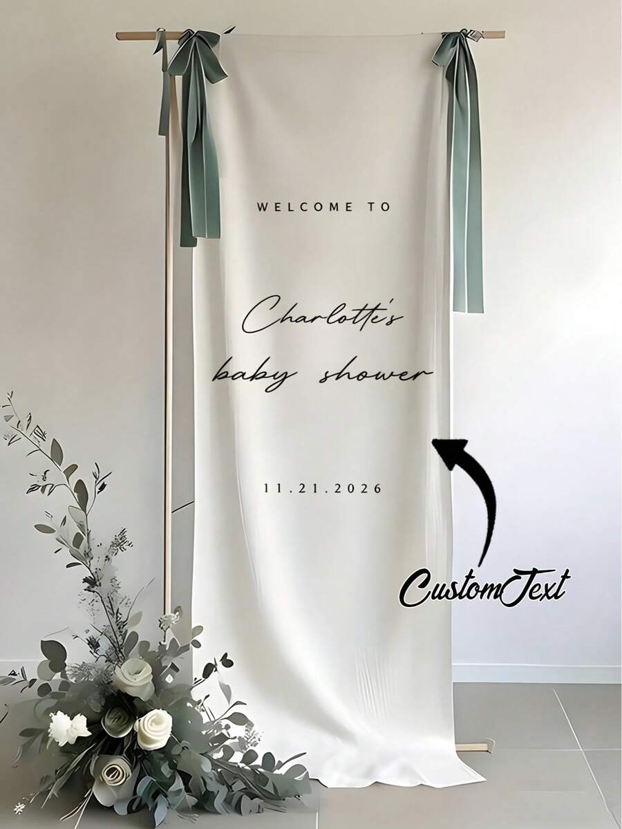 Personalized Wedding Welcome Sign, Customized Minimalist Welcome Banner, Banner With Bow Ribbon Set, Fabric Wedding Welcome Flag, Boho Wedding, Bridal Shower Sign, Custom Linen Wedding Decor, Ideal Gift For Him, Ideal Gift For Her, Baby Shower Gift