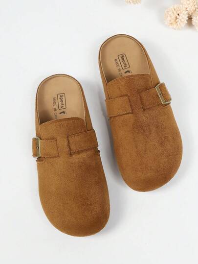 1 đôi giày bệt màu nâu kiểu dáng thường ngày dành cho nữ sinh và phụ nữ, chất liệu da lộn mềm mại, mũi tròn, thiết kế mềm mại, chống trơn trượt, kiểu dáng thời trang cho kỳ nghỉ, phong cách học đường, phù hợp cho cả trong nhà và ngoài trời, hàng mới về mùa xuân/thu 2026.