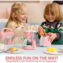 JOYIN Kitchen Toys, Electric Toy Kitchen Sets, Coffee Makers, Mixers, Toasters With Realistic Lights And Sounds, Birthday Gifts For Children Ages 3-4 To 5 - 粉色 - 查看 6
