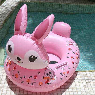 1pc Kids Swimming Pool Seat Ring, Cute Inflatable Floating Seat Ring, Swimming Ring With Handles, Inflatable Rabbit Swimming Ring, Underarm Floating Ring, For Summer Swimming Pool, Pool Accessories