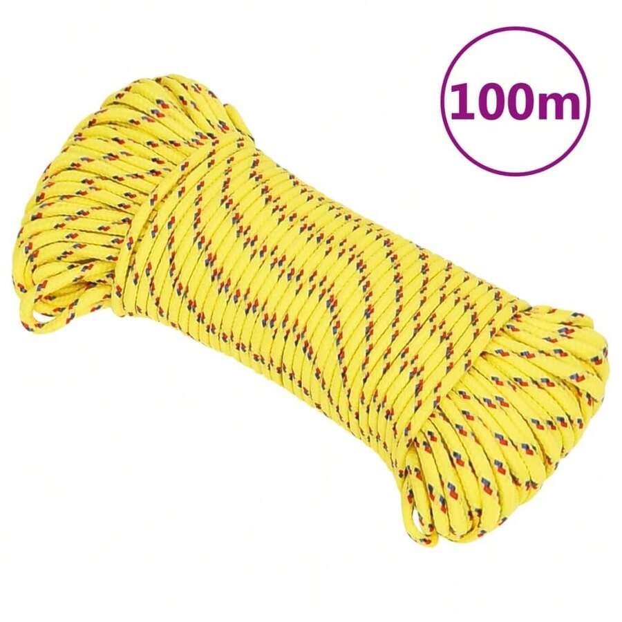 vidaXL Bootsseil Gelb 3 mm 100 m Polypropylen Gartenseil, DIY-Projekte mit gedrehtem Seil für drinnen und draußen, Gartenseilbinden, Gartendekorationen, Partys, Boote im Freien - A - Übersicht 1