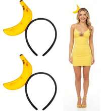 2PCS Fruits Headband Halloween Costume For Men Women Adult Funny Banana/Pickle/Chili Pepper Hat - 16.bananablack - 查看 8