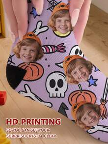 1 Pair Customizable Children's Mid-Calf Socks, Can Print Any Face Pattern, Suitable For Boys And Girls, Personalized Photo Socks, Fun Customized Pattern Mid-Calf Socks - Multicolor - View 4