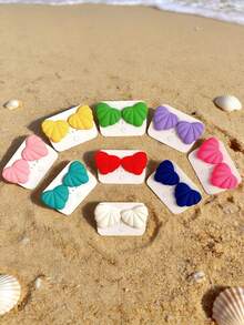 Betykuku 9 Pairs Colorful Heart Shaped Stud Earrings Set, Suitable For Daily Wear - Love B - View 3