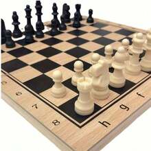 3-In-1 Premium Wooden Chess Set With Foldable Storage Box, Includes Classic Chess, Checkers And Backgammon, Suitable For Adults - Multicolor - View 6