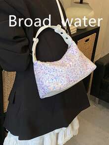 2026 Spring New Fashion Minimalist Versatile Niche Sequin Chic Simple Shoulder Underarm Handbag - White - View 2