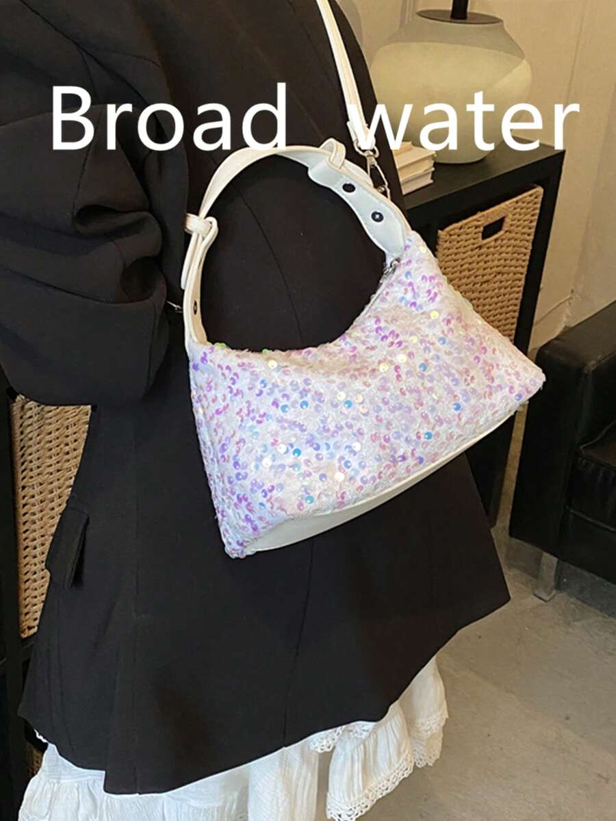 2026 Spring New Fashion Minimalist Versatile Niche Sequin Chic Simple Shoulder Underarm Handbag