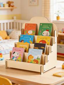 1pc Wooden Book Display Shelf, Desktop Storage Rack, Suitable For Storing Children's Books, Ideal For Kids Room - Multicolor - View 1