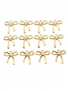 20个复古锌合金电镀领结吊坠，适用于DIY项链、耳环、钥匙扣、珠宝配件 - 金黃色 - 查看 1