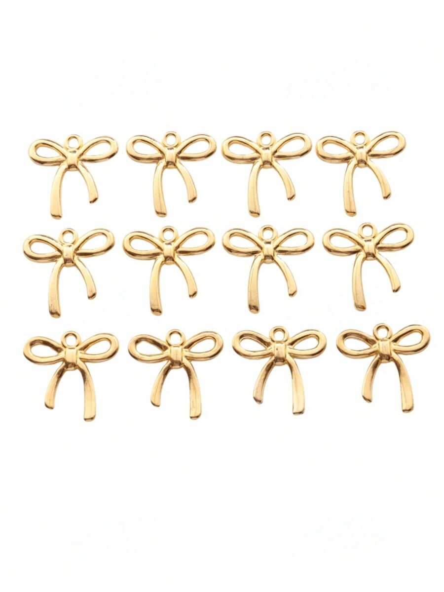 20个复古锌合金电镀领结吊坠，适用于DIY项链、耳环、钥匙扣、珠宝配件 - 金黃色 - 查看 1