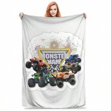 Monster Jam  Truck Blanket Multi-Function Flannel Sofa Throw Blanket For Couch Bedding Travel Throws Bedspread Quilt.Jpg - trắng - Xem 1