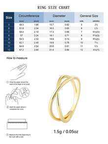Charm-In 双交叉18K镀金铜戒指 | 精致可叠戴女士戒指 | 日常佩戴及送礼皆宜 - 金色 - 查看 4