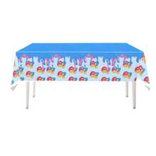 1/3 Interesting Number 67 Ice Cream Drip Birthday Tablecloth, Size 108x180 Cm/43x71 Inches, Made Of PE Material, Colorful Party Decor Tablecloth With Sprinkle And Drip Frosting Pattern, Suitable For Birthday And Dessert Theme Parties - View 2