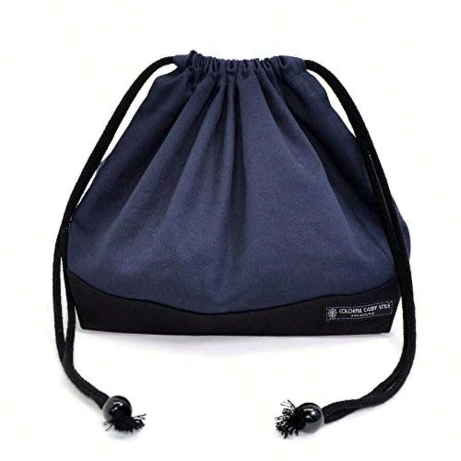 Gokigen lunch drawstring medium size with gusset lunch bag deep navy ~ Ox-black Japanese-made N3467700 - como en la foto - Ver 1