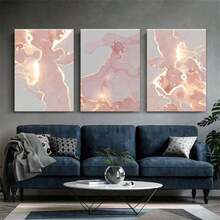 3pcs Pink And Rose Gold Abstract Canvas Mural Set - Perfect Choice For Living Room Decoration, Vintage Frameless Wall Arts Posters Living Room Decor, Home Decor,Room Decor,Wall Decor,Bedroom Decor - 111 - View 7