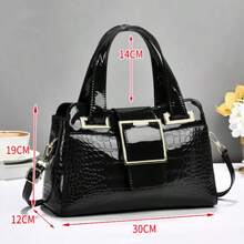 M MENGYISCC 1 chiếc túi xách nữ đa năng bằng da PU bóng vân đá, có thể đeo vai, đeo chéo hoặc xách tay, thiết kế rộng rãi, món quà tuyệt vời cho Ngày của Mẹ. - Màu Khaki - Xem 2
