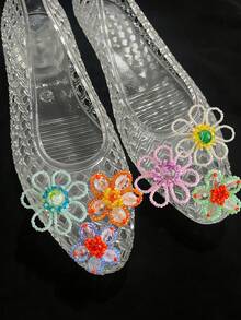 Accesorios para zapatos de gelatina, encantos de flor con cuentas huecas transparentes para sandalias, clips de zapato de flor DIY - Multicolor - Ver 1