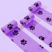 Premium lila Pfötchen-Hundekotbeutel mit Spender, reißfeste und auslaufsichere dicke Hunde-/Katzenkotbeutel, Abreißrolle zum Spazierengehen mit Hunden/Katzen (1 Rolle 15 Stück, 2 Rollen 30 Stück, 6 Rollen 90 Stück - mit Spender) - Verschiedenfarbig - Übersicht 5
