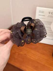 1pc Elegant Fashion Mesh Bow Hair Claw Clip, Sophisticated Hair Claw Suitable For Daily Wear - Multicolor - View 3