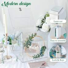 1pc Transparent Acrylic Wedding Card Holder Box With Lock And Slots, Wedding Reception Gift Card Box, Graduation Ceremony Decoration Wedding Cash Card Box, Large Size DIY Gift Card Storage Box With Lock And Slots, Party Gift Card Storage Container - one-size - View 6
