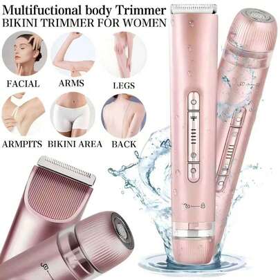 Máy cạo râu điện, máy tỉa lông vùng bikini, dao cạo hai đầu không gây đau, thiết bị triệt lông đa vùng, máy cạo khô và ướt - độ dài tỉa có thể điều chỉnh, được thiết kế để triệt lông vùng kín, nách và toàn thân, món quà làm đẹp trẻ hóa dành cho phụ nữ, máy tỉa lông vùng bikini điện tử.