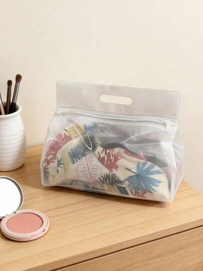 Clear Toiletry Bag, Waterproof Travel Organizer Pouch For Bathroom Essentials, Ideal For Storing Shampoo, Lotion, Cosmetics, Adding A Stylish & Practical Touch To Travel/Daily Use, Suitable For Travelers, Commuters, Students, Beauty Enthusiasts, Perfect For Travel Trips, Gym Sessions, Hotel Stays, Daily Bathroom Storage, Versatile As Toiletry Organizer