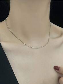 RAYQUEEN 1pc Basic Snake Bone Chain Necklace, Suitable For Daily Wear - necklace - View 3