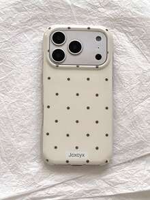 可爱简约波点亮面手机壳，兼容 17 Pro Max、17 Pro、17、16 Pro Max、16 Pro、16、15、14、13、12 Pro Max、11，时尚全包防震手机壳 - 米白色 - 查看 2