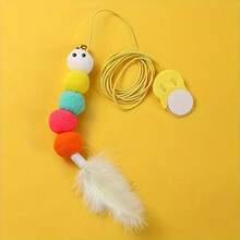 1 Set Elastic Cat Toy, Artificial Fiber Feather Toy, Bell Teaser Wand, Door Hanging Swing - Multicolor - View 3