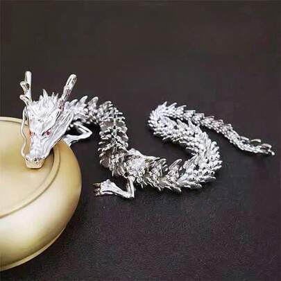 Vintage 5-Claw Golden Dragon Desktop Decor, Movable Joint Dragon Statue Ornament, Car Interior Decoration Gift, Colorful Decorative Creative Figurine, Gemstone Dragon Ornament, Handmade Gift, Birthday Gift, Desktop Fantasy Anime Theme Decor, Suitable For Easter, Halloween, Christmas And Other Holiday Gifts, Easter Eggs, Home Decor
