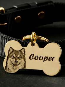 1 Stück individuell gestalteter knochenförmiger Hundeanhänger, kann Hundeportrait & Name eingraviert werden, personalisierter Haustier-Identifikationsanhänger, modisches Haustier-Anhänger-Accessoire, ideales Geschenk für Haustiere - Verschiedenfarbig - Übersicht 3