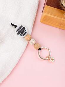 1pc Inspirational "With God" Beaded Keychain, Featuring Bohemian And Faith Design, Motivational Tag And Delicate Cross Accent, Minimalist Accessory For Daily Outfit Gifts For Mother, Father, Graduation, And Teacher - Multicolor - View 8