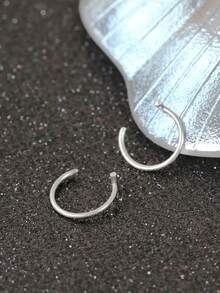 2个朋克风无穿孔唇环，银色，时尚个性唇环 - 唇環 - 查看 3