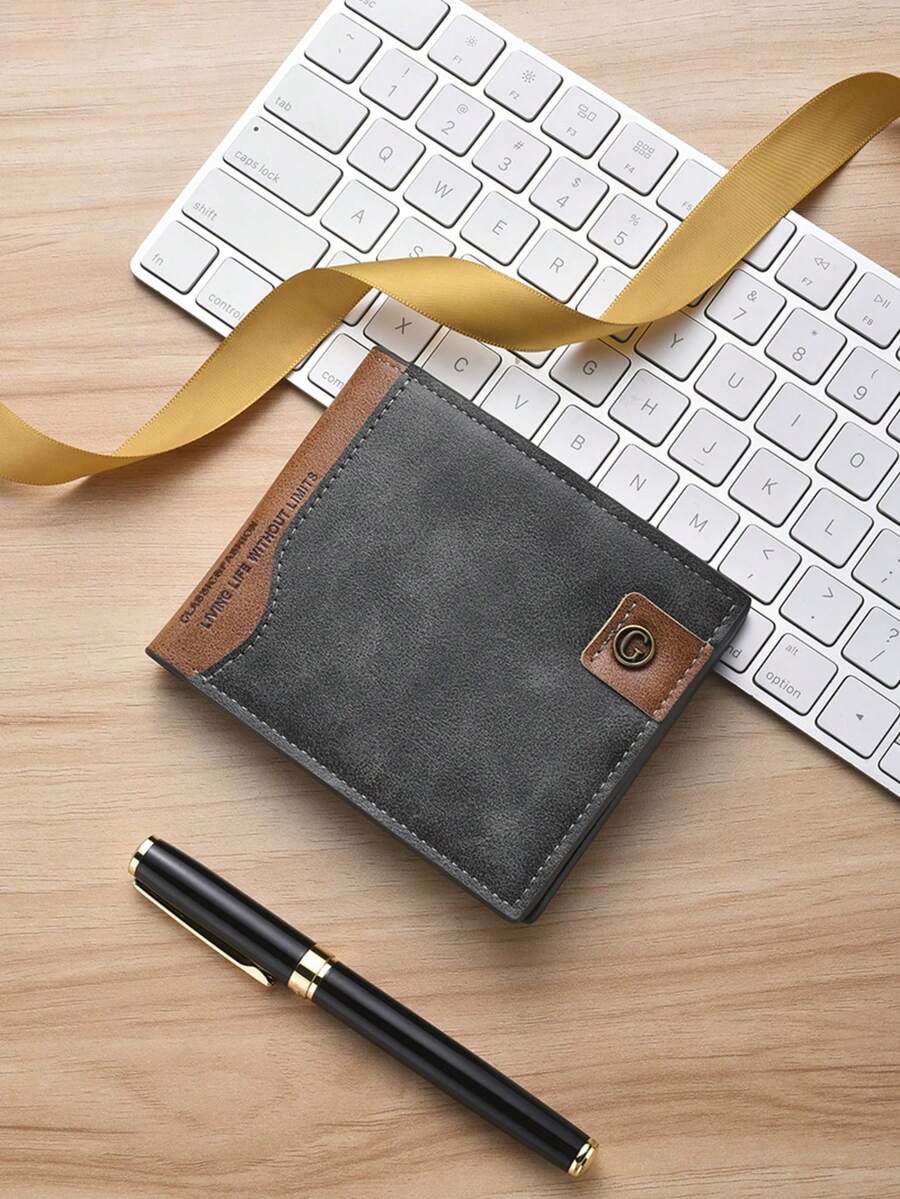 SHABILI Korean Fashion Men's Short Wallet, Classic Bestselling Horizontal Large Capacity Multi-Card Slot Business Wallet For Men Money Wallet Mini Wallet Purse Wallet Men Wallet Leather Small Wallet Travel Essential - Black - View 1