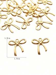 20个复古锌合金电镀领结吊坠，适用于DIY项链、耳环、钥匙扣、珠宝配件 - 金黃色 - 查看 4