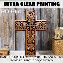 1pc, 2D Flat, Rustic Wooden Cross, Church Style Wall Decoration, Church Pendants, (8*12 Inches/20*30cm) Wall Hanging Cross, A Good Choice For Home Wall Decoration, 2D Flat - 1PC - View 3