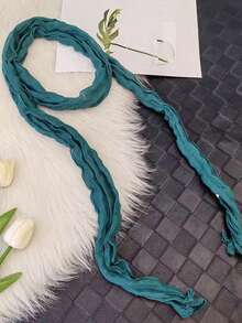 1pc Women's Pleated Lace Ribbon Versatile Headband/Neck Scarf, Sweet & Romantic Style, All Season - Multicolor - View 13