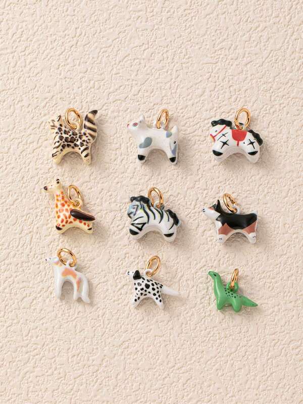 1Pc Niche Animal Series Pendant Accessories, 18k Stainless Steel Material, Featuring Pattern Elements Such As Pony, Puppy, Kitten, Fawn, Fox, Dinosaur, Etc., With A Girly Ings Style. Waterproof And Fade-Resistant, Suitable For Women Or Couples, Bracelet Pendant Accessories, Jewelry Pendant, Necklace Pendant Accessories, Summer Jewelry Design, Mobile Phone Chain Pendant Accessories, Keychain Pendant Accessories.