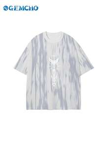 GEMCHO Women's Casual Printed Short Sleeve T-Shirt - Light Grey - View 5